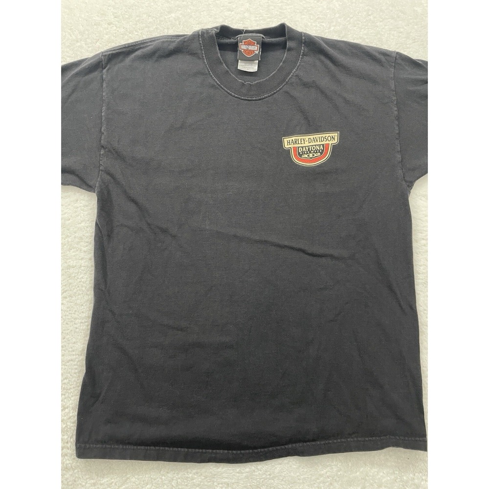 Vintage Harley Davidson T Shirt Mens Medium Black Daytona Beach Made in USA 2002